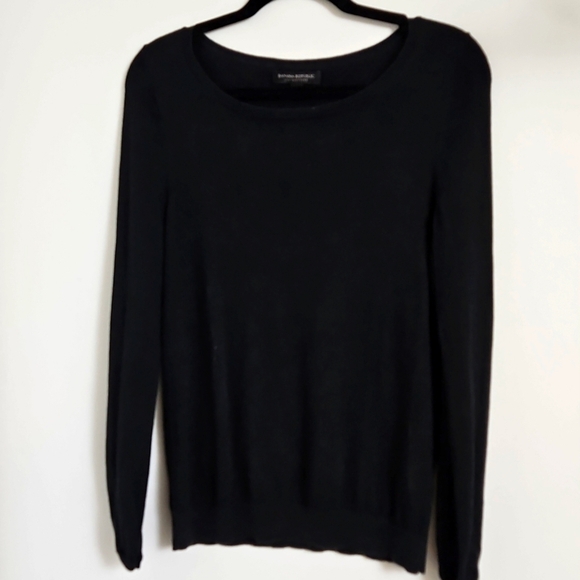 Banana Republic Women's Black Silk Cashmere Blend Black Crew Neck Sweater Size S - Picture 1 of 7